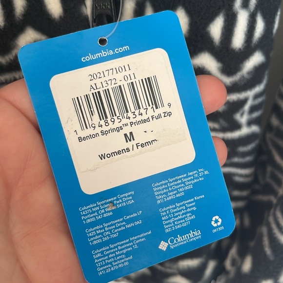 Columbia Fleece Benton Springs Black 80s Strip Full Zip Jacket Coat NWT - Picture 11 of 12